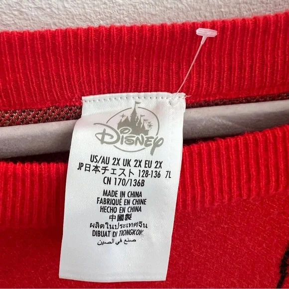 Disney Minnie Mouse Sweater Red White Polka Dots PLUS SIZE 2X Pullover Knit NWT - Picture 8 of 11